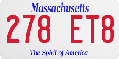 MA license plate 278ET8