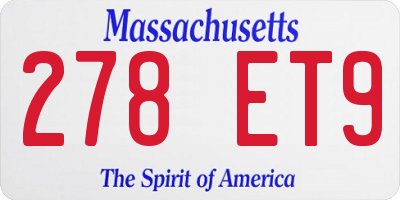 MA license plate 278ET9