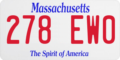 MA license plate 278EW0