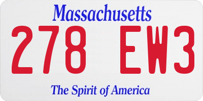 MA license plate 278EW3