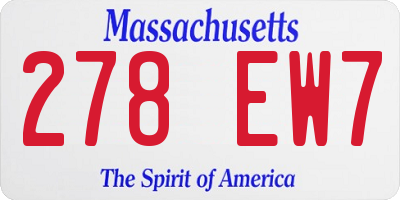 MA license plate 278EW7