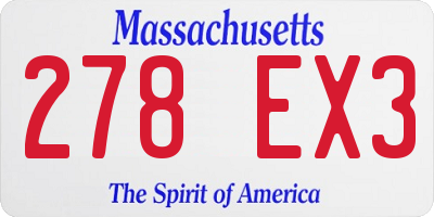 MA license plate 278EX3