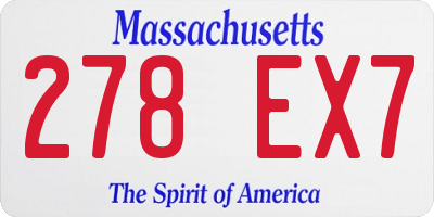 MA license plate 278EX7
