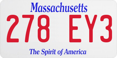 MA license plate 278EY3