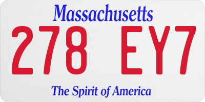 MA license plate 278EY7