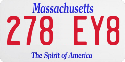 MA license plate 278EY8