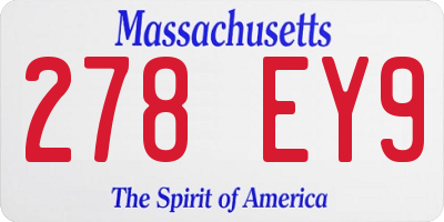 MA license plate 278EY9