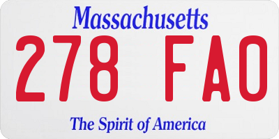 MA license plate 278FA0
