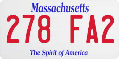 MA license plate 278FA2