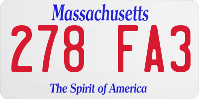 MA license plate 278FA3