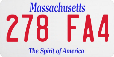 MA license plate 278FA4