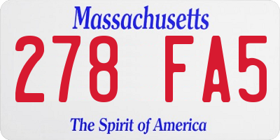 MA license plate 278FA5