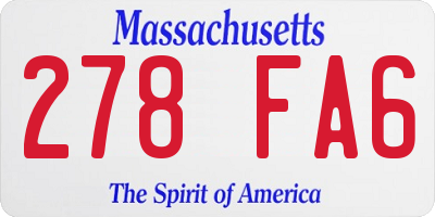 MA license plate 278FA6
