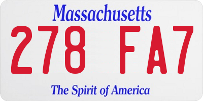 MA license plate 278FA7