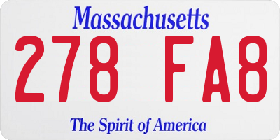 MA license plate 278FA8