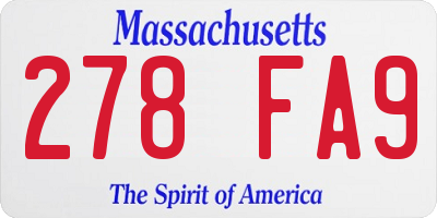 MA license plate 278FA9
