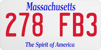 MA license plate 278FB3