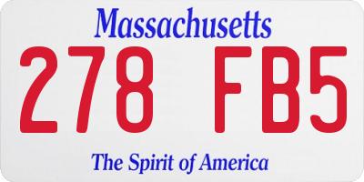 MA license plate 278FB5