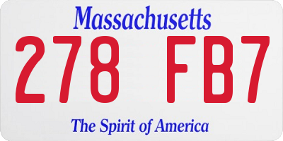 MA license plate 278FB7