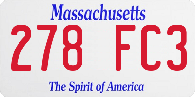 MA license plate 278FC3
