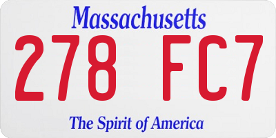 MA license plate 278FC7