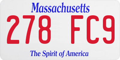 MA license plate 278FC9
