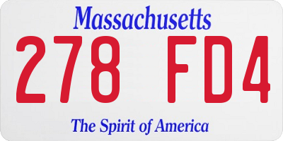 MA license plate 278FD4