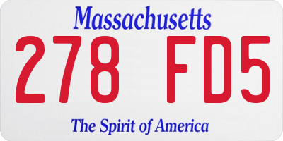 MA license plate 278FD5