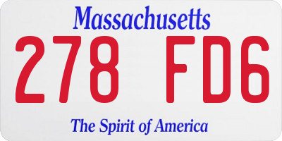 MA license plate 278FD6