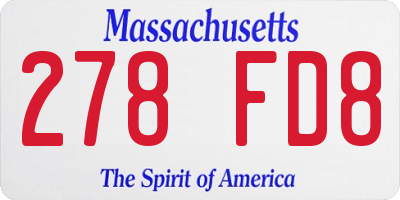 MA license plate 278FD8