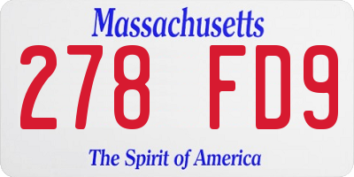 MA license plate 278FD9