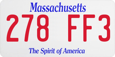 MA license plate 278FF3