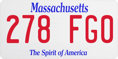 MA license plate 278FG0