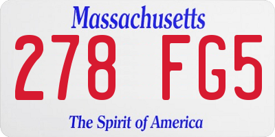 MA license plate 278FG5