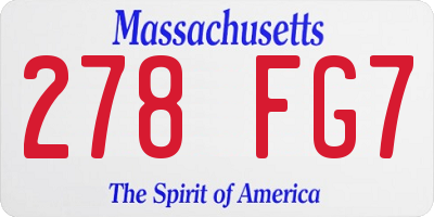 MA license plate 278FG7