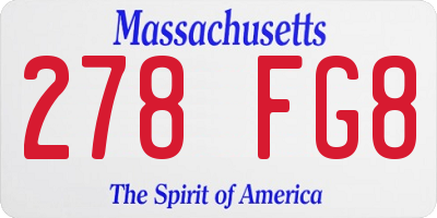 MA license plate 278FG8