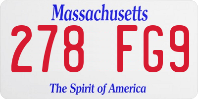 MA license plate 278FG9
