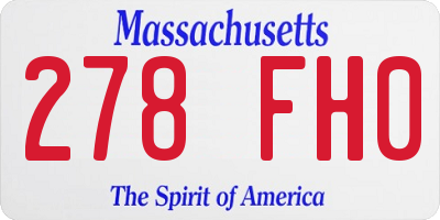 MA license plate 278FH0