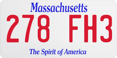 MA license plate 278FH3