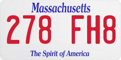 MA license plate 278FH8