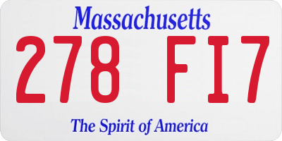 MA license plate 278FI7