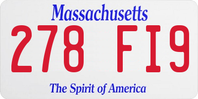 MA license plate 278FI9