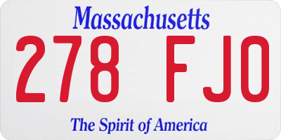 MA license plate 278FJ0