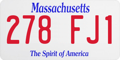 MA license plate 278FJ1