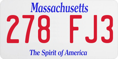 MA license plate 278FJ3