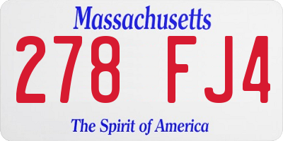 MA license plate 278FJ4
