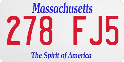 MA license plate 278FJ5