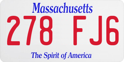 MA license plate 278FJ6