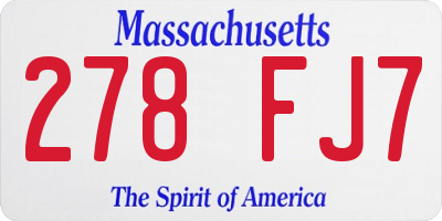 MA license plate 278FJ7
