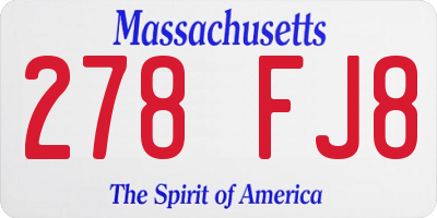 MA license plate 278FJ8
